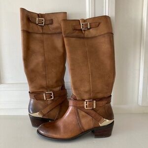 Arturo Chiang Brown Buckled Riding Boots Sz 6